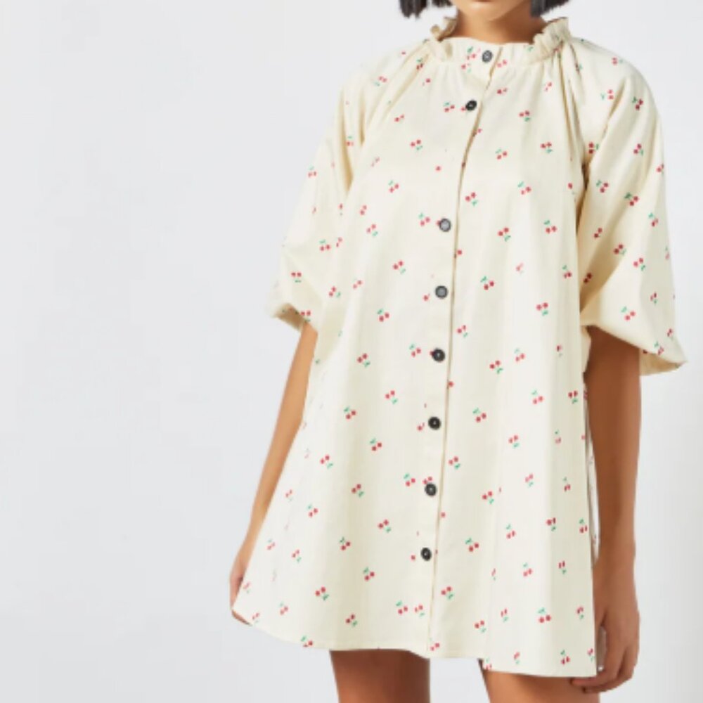 Lost Ink Cherry Print Shift Mini Dress - size 16